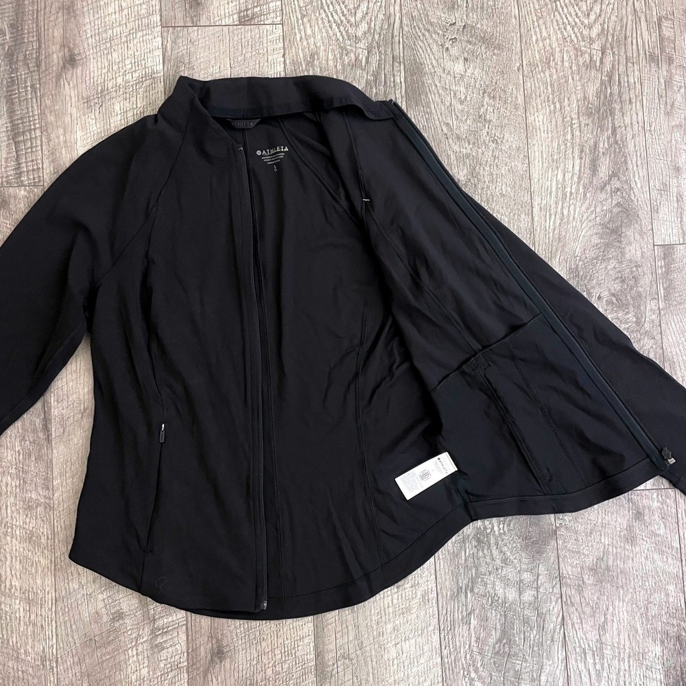 Athleta Salutation Jacket Black Full Zip Athletic Yoga Mock Neck Large NWT - Picture 6 of 9